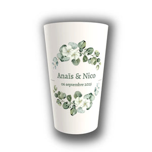 Gobelet Mariage Personnalisé – Eucalyptus & Fleurs