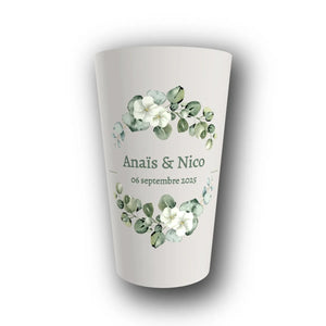 Gobelet Mariage Personnalisé – Eucalyptus & Fleurs