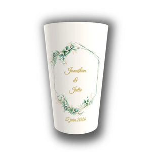 Gobelet Mariage Personnalisé – Eucalyptus Géométrique