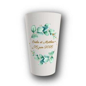 Gobelet Mariage Personnalisé – Eucalyptus & Poussières d'Or