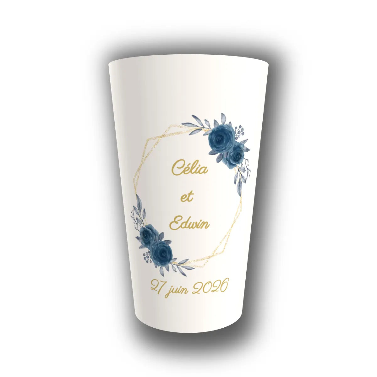 Gobelet mariage personnalisé Géométrique Bleu Nuit — réutilisable, Kuztom