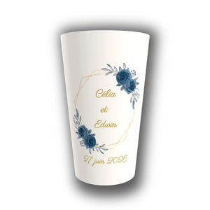 Gobelet Mariage Personnalisé – Géométrique Bleu Nuit