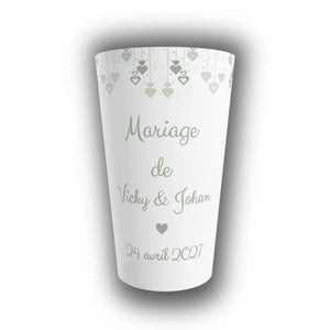 Gobelet Mariage Personnalisé – Guirlande Cœurs Végétaux