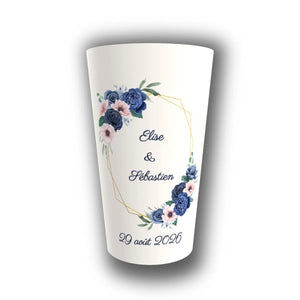 Gobelet Mariage Personnalisé – Hexagone Bleu Royal