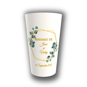 Gobelet Mariage Personnalisé – Hexagone Végétal