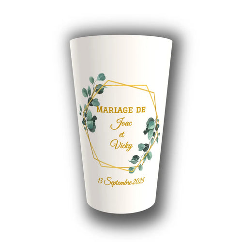 Gobelet mariage personnalisé Hexagone Végétal — réutilisable, Kuztom
