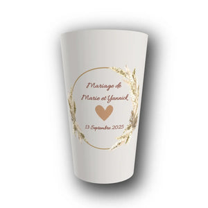 Gobelet Mariage Personnalisé – Pampas & Cœur Boho