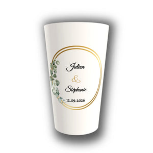 Gobelet Mariage Personnalisé – Cercle Doré & Eucalyptus