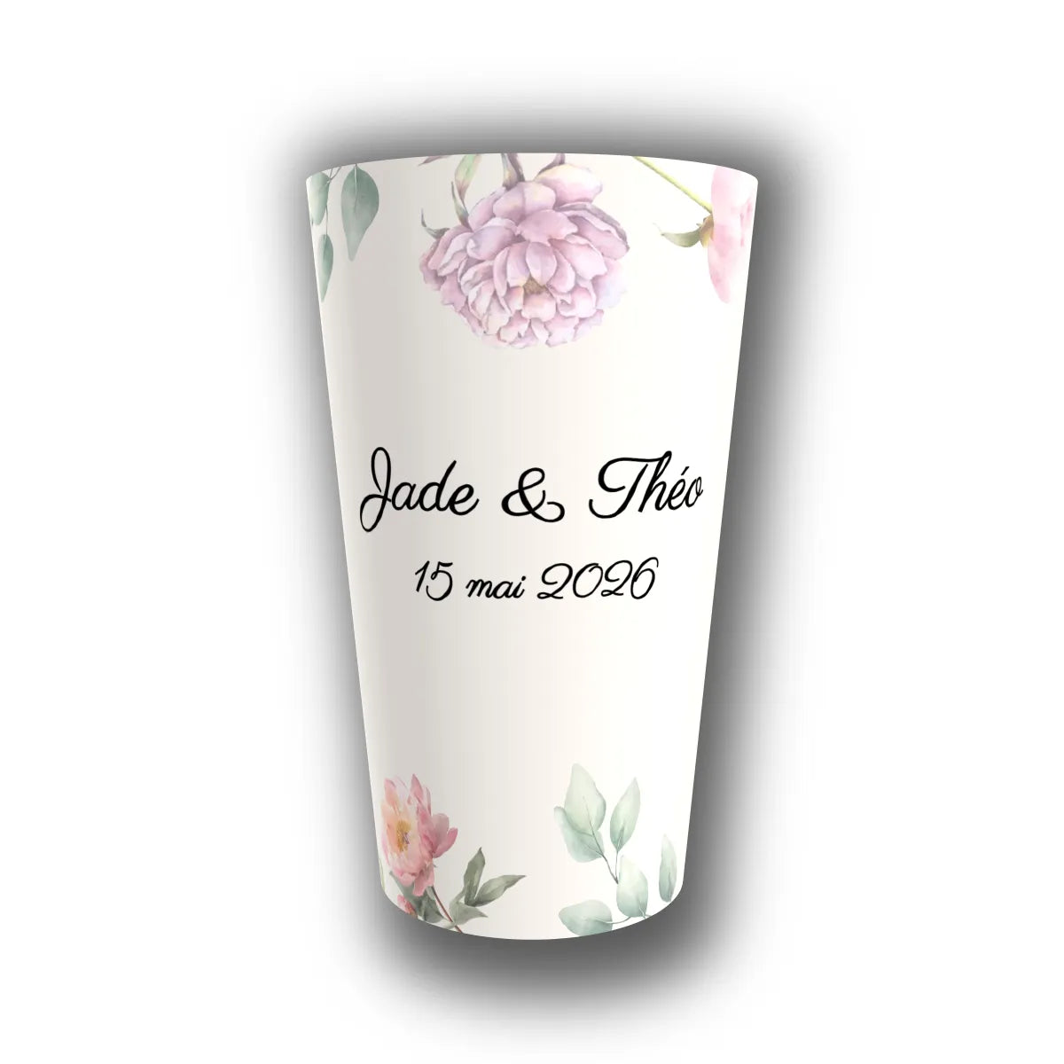 Gobelet mariage personnalisé Pivoine Romantique — réutilisable, Kuztom