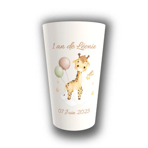 Gobelet Anniversaire Personnalisé – Girafe Pastel