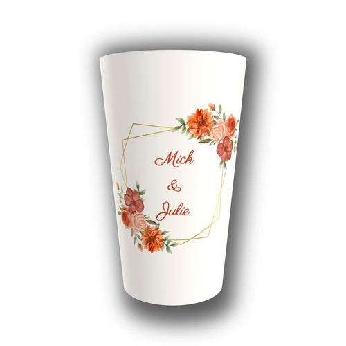 Gobelet mariage personnalisé Bouquet Terracotta Photo — réutilisable, Kuztom