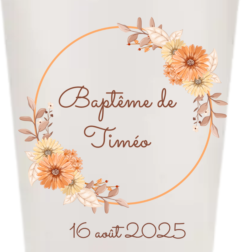 Gobelets personnalisés baptême/anniversaire terracota