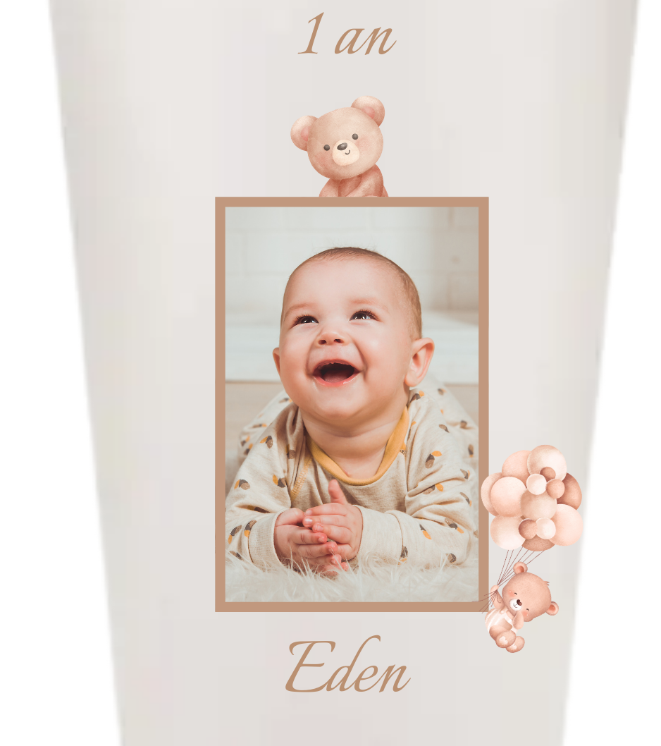 Gobelets personnalisés baptême/anniversaire ourson photo