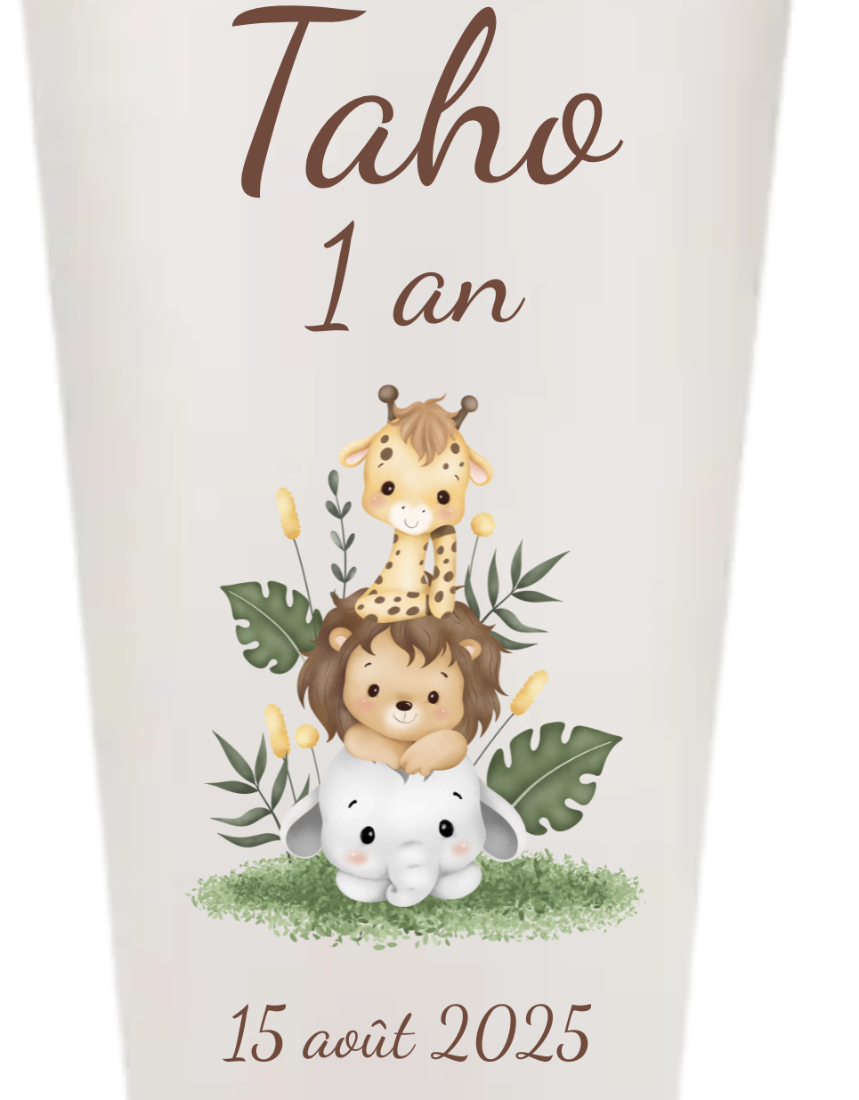 Gobelets personnalisés baptême/anniversaire animaux jungle