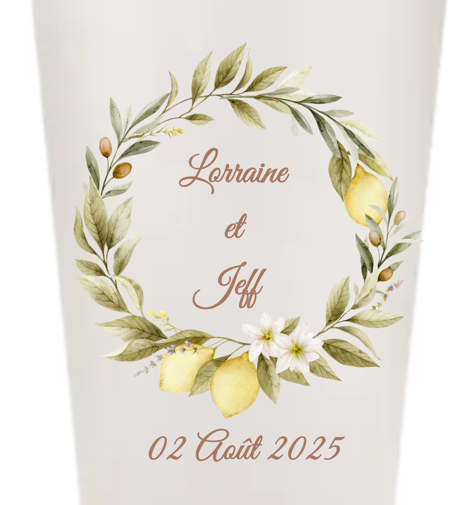 Gobelets personnalisés Mariage - citron olivier dolce vita
