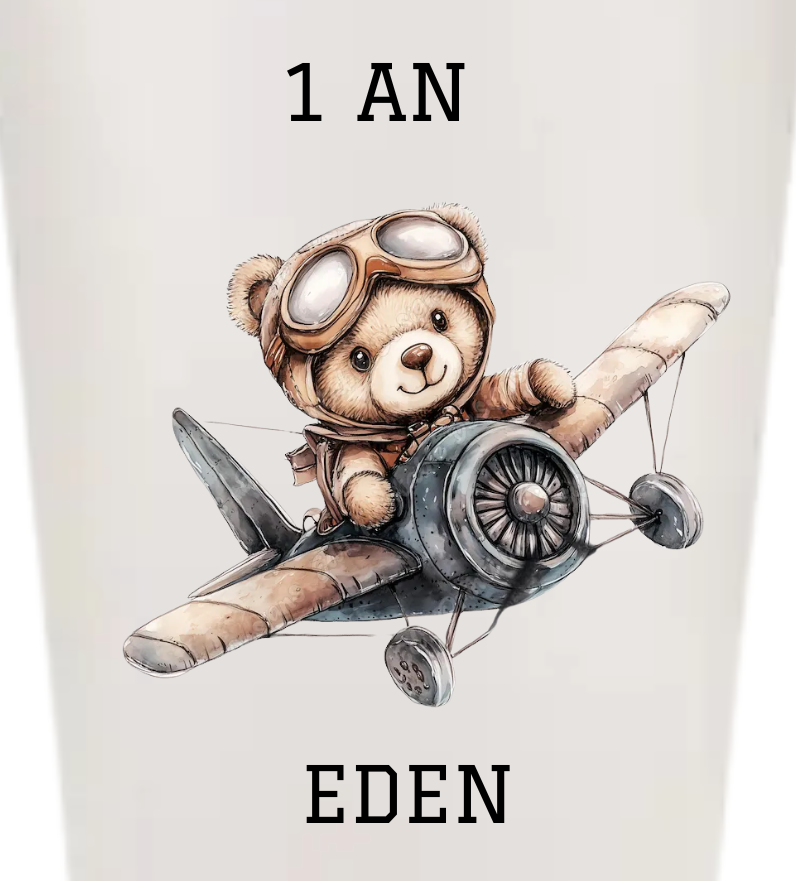 Gobelets personnalisés baptême/anniversaire ourson