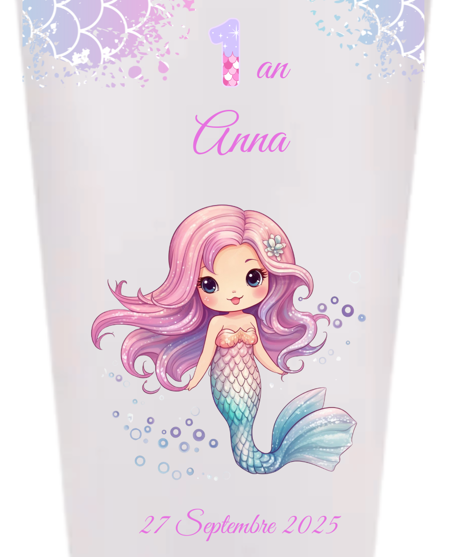 Gobelets personnalisés baptême/anniversaire siréne