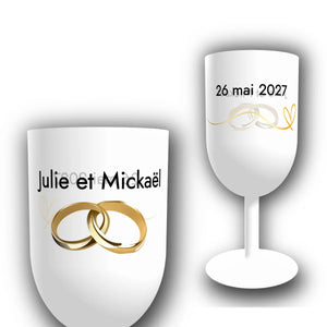 Verre à Vin Personnalisé – Alliances Dorées