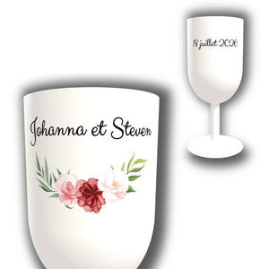 Verre à Vin Personnalisé – Bouquet de Roses Rouge & Rose