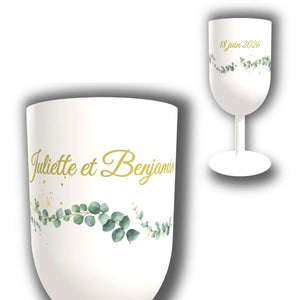 Verre à Vin Personnalisé – Eucalyptus & Éclats Dorés